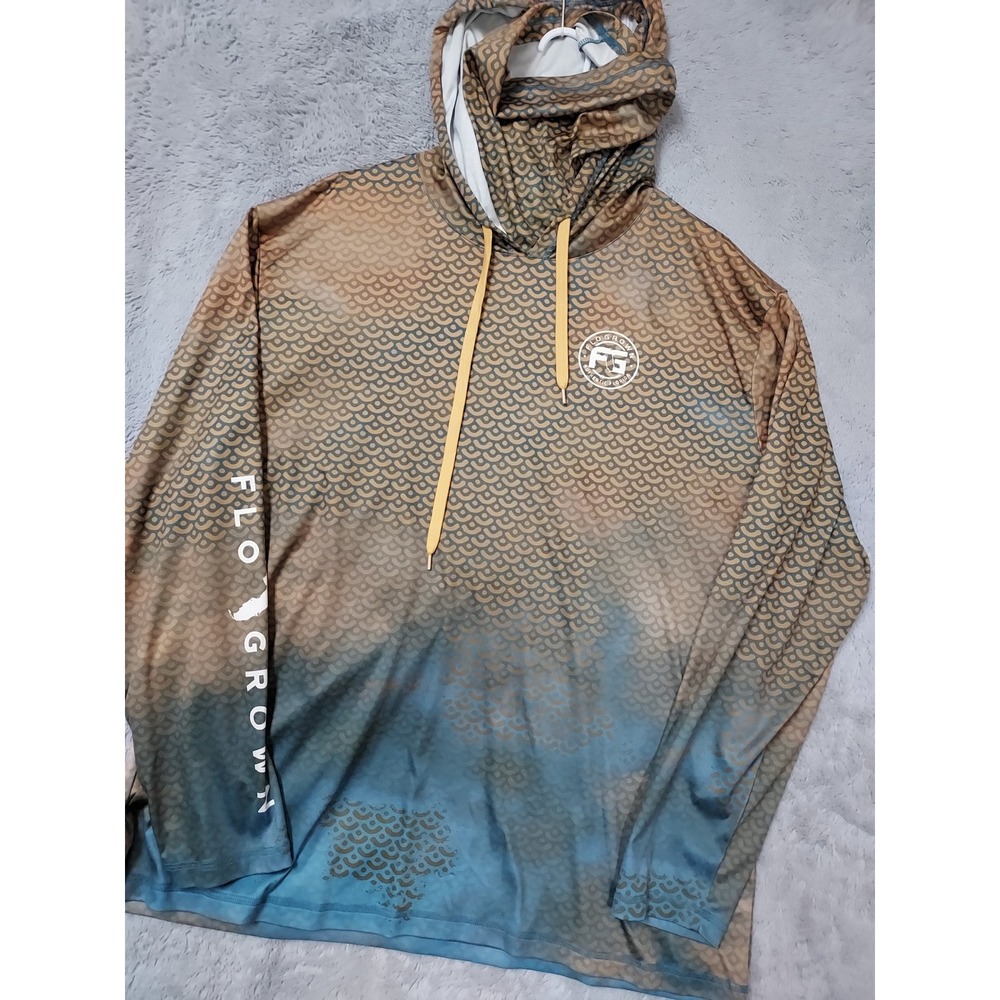 FloGrown Pullover Mens 2XL XXL Performance Fishing Poseidon Hoodie High Neck